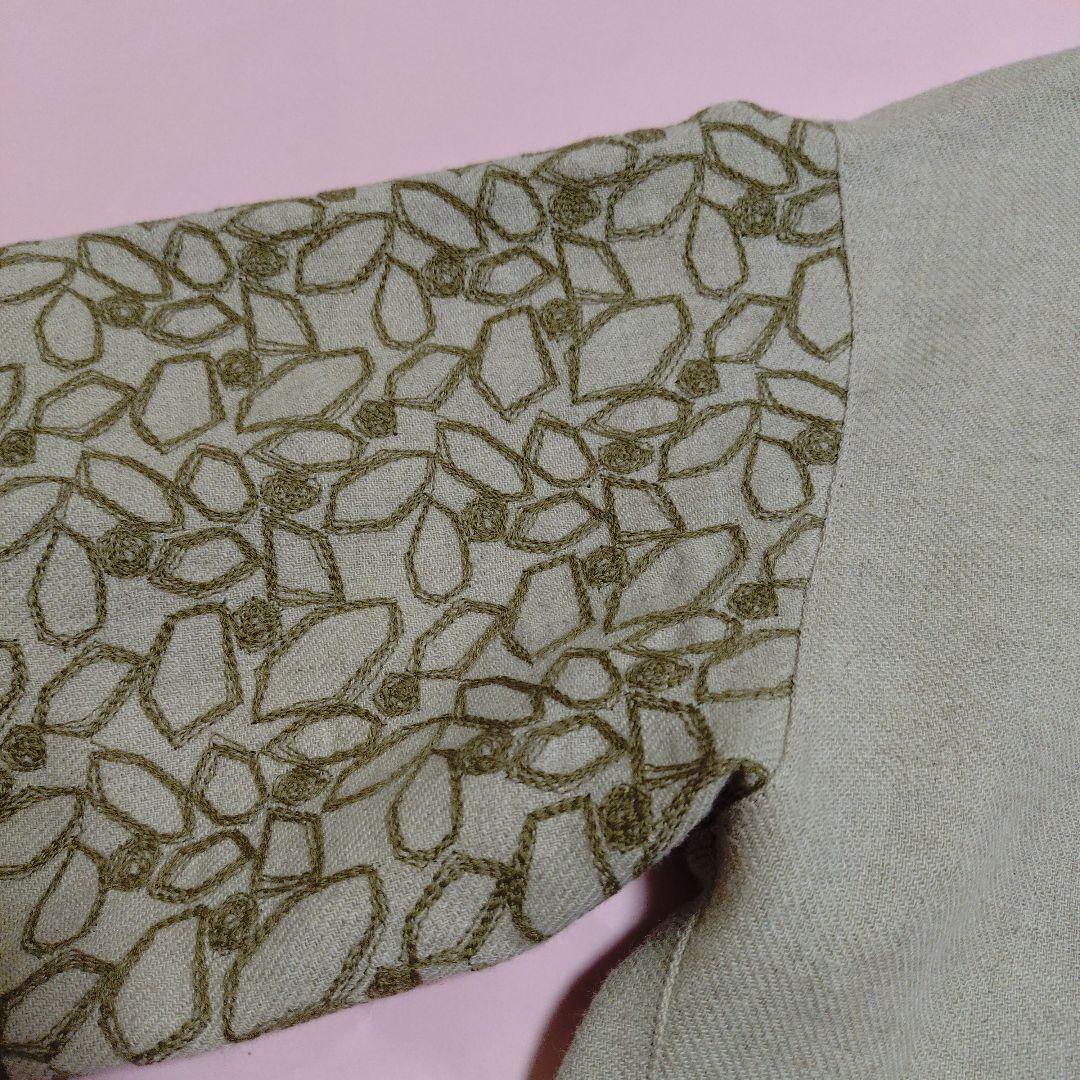 群言堂リネンウール刺繍袖プルオーバー