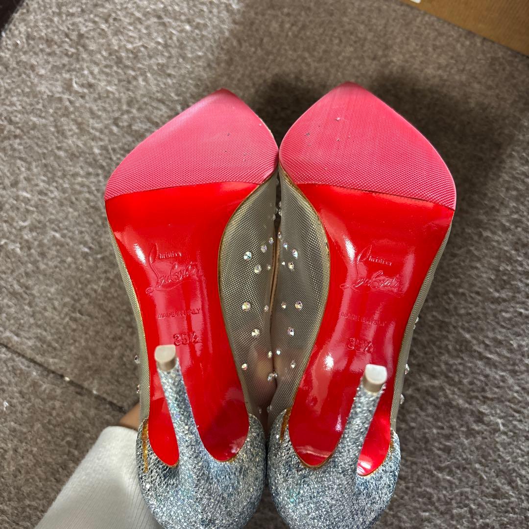 ビジュー装飾付きクリアシルバーハイヒール