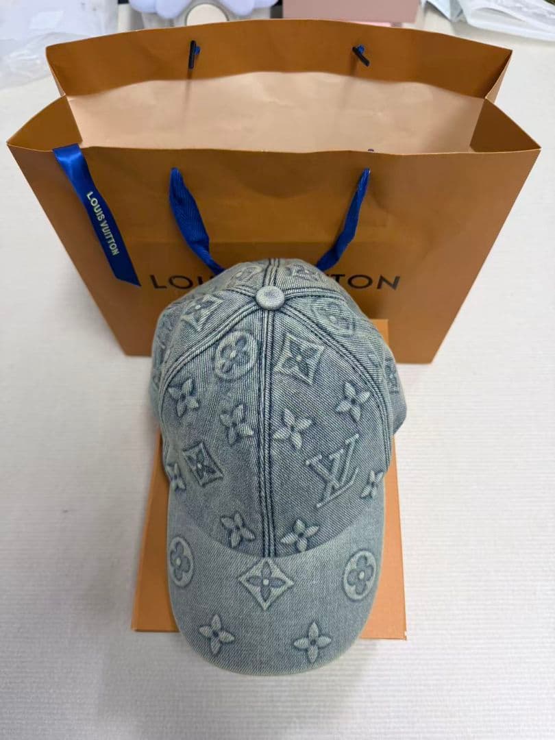 極美品 男女兼用 LV ウォッシュドデニム ベースボールキャップ