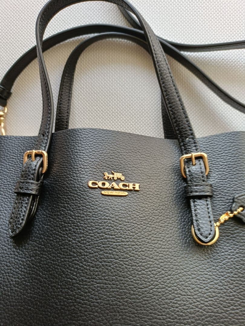 COACHモリートートブラックレザーバッグ