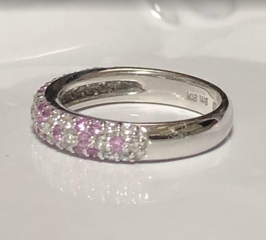 m*読様 ポンテヴェキオ　K18 WG　ダイヤ＆ピンクサファイア　フラワー　リン