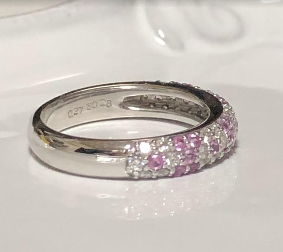 m*読様 ポンテヴェキオ　K18 WG　ダイヤ＆ピンクサファイア　フラワー　リン