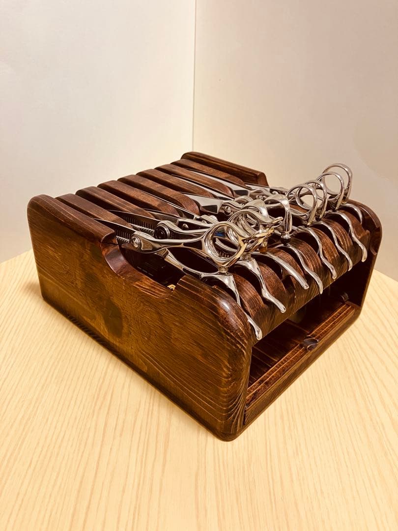 Bタイプ2段シザートレイ　シザースタンド　シザーケース　ハサミ皿　ハサミ置き