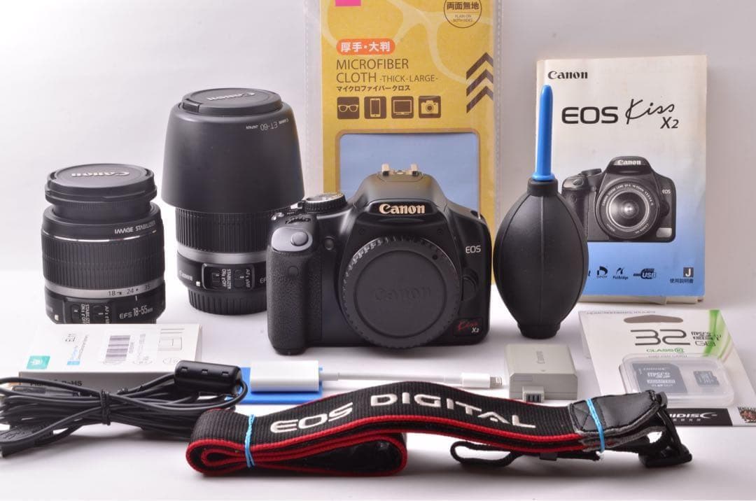 【Wレンズ付き】Canon　一眼レフカメラ　キャノン　KissX2　デジイチ
