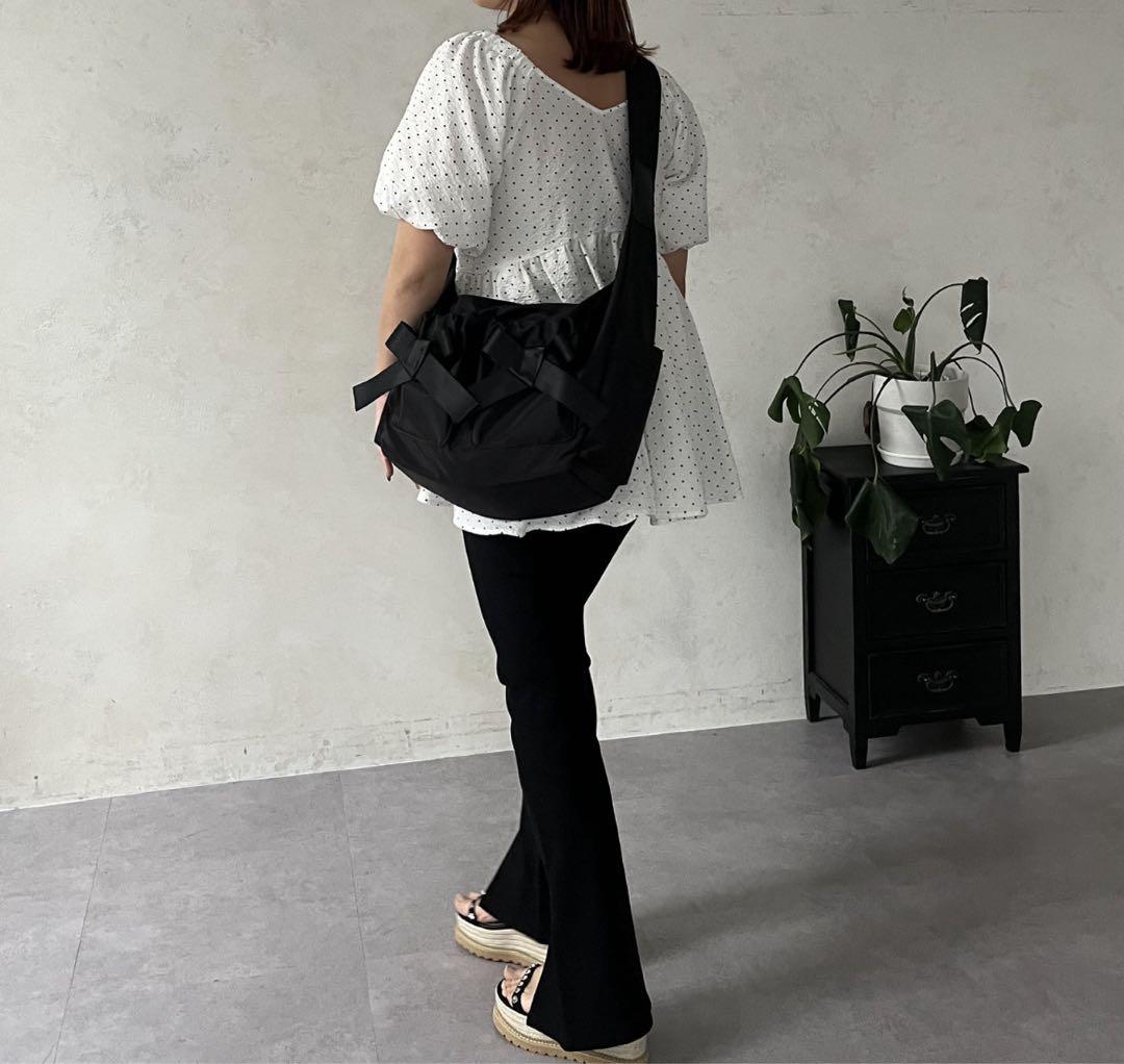 【SAPON】撥水リボンナイロンショルダーバッグ　prose verse