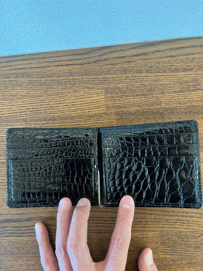クロコダイル マネークリップ付 二つ折り財布