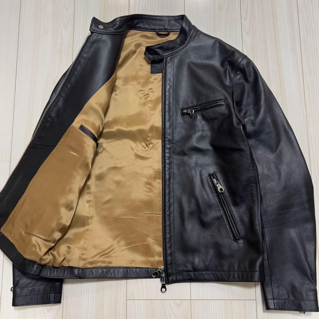 未使用級 チンクアンタ ホースハイド レザー シングルライダースジャケット 黒