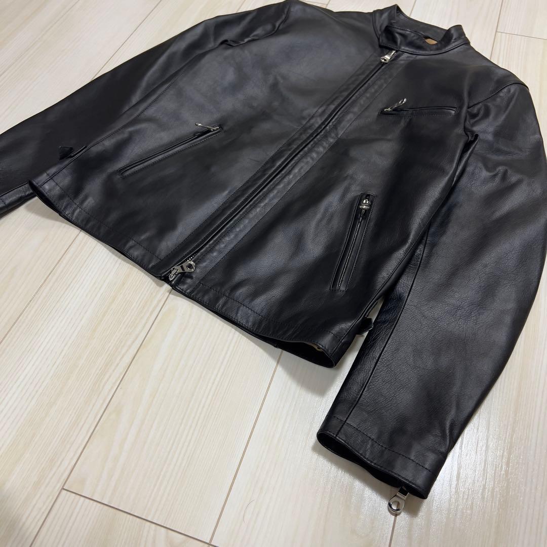 未使用級 チンクアンタ ホースハイド レザー シングルライダースジャケット 黒