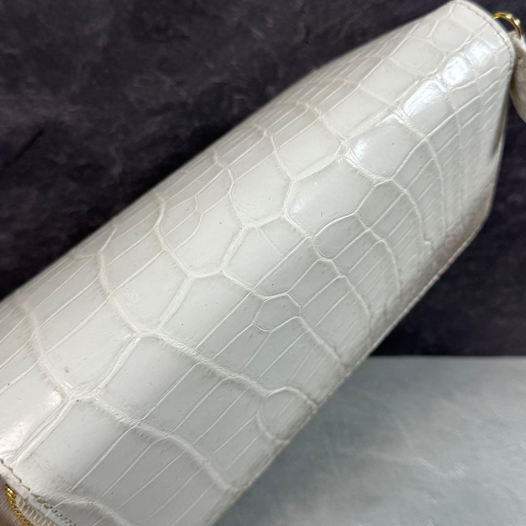 ヒマラヤ クロコダイル 長財布 本革 希少 メンズ レディース ホワイト