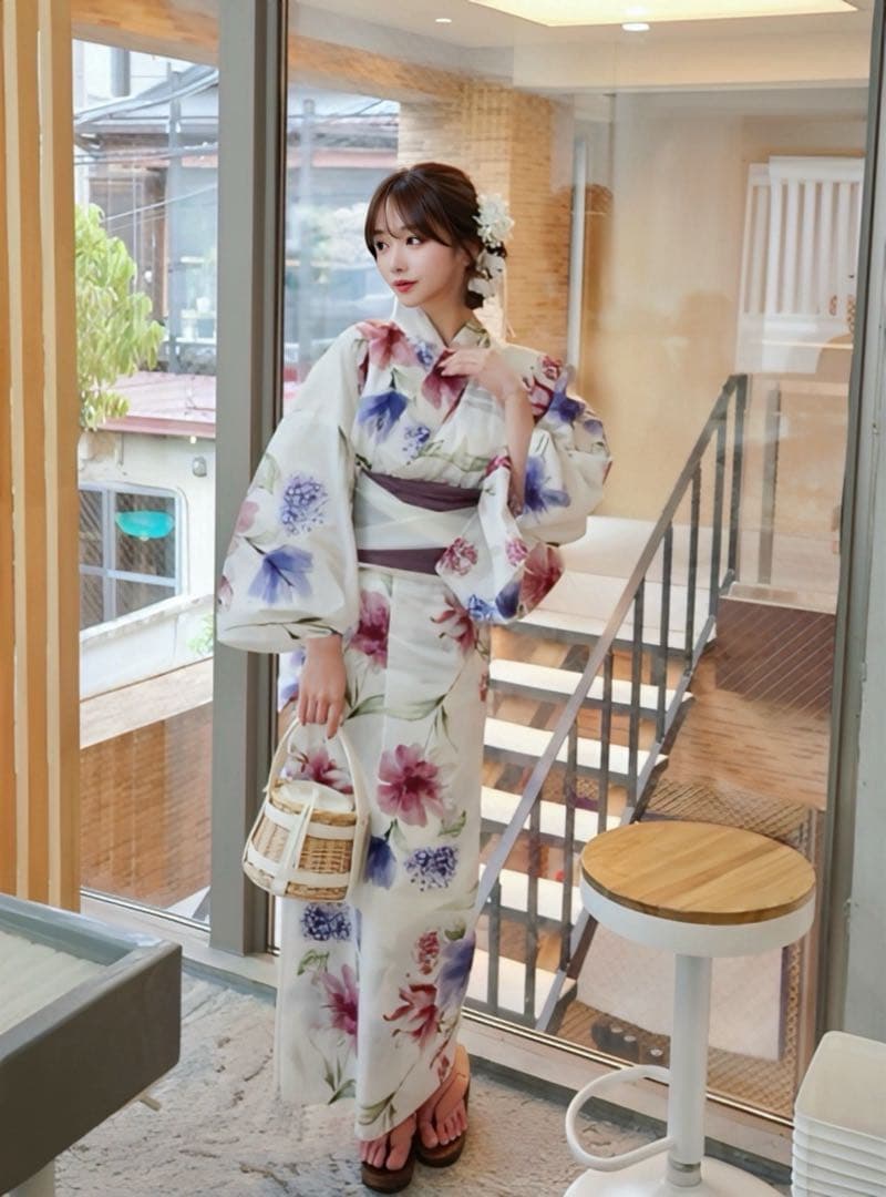 浴衣 Ｒちゃん着用 作り帯 ヘアアクセ 扇子 4点セット 即日発送可能