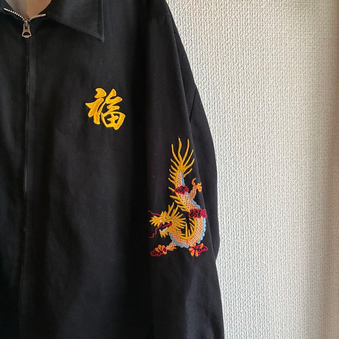 HOUSTON スーベニアジャケット 刺繍 ブラック Lサイズ