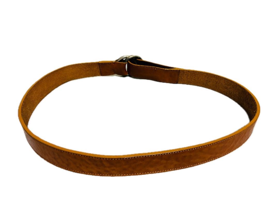 【美品】アンドレアグレコ　レザーベルト　ダブルリングバックル　ブラウンレザー