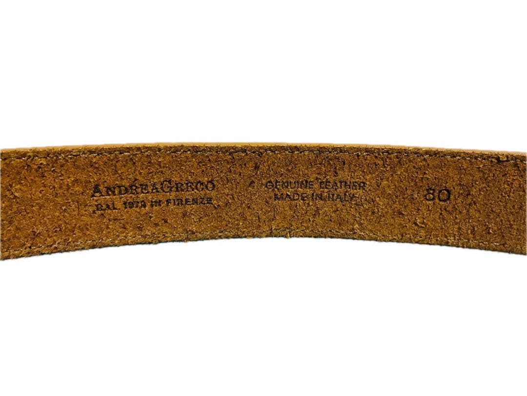 【美品】アンドレアグレコ　レザーベルト　ダブルリングバックル　ブラウンレザー