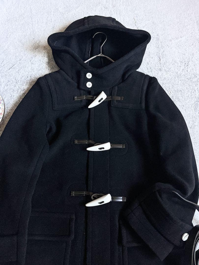 【HYKE】ハイク ヘリンボーン ホワイトトグル ダッフルコート ロング丈 1