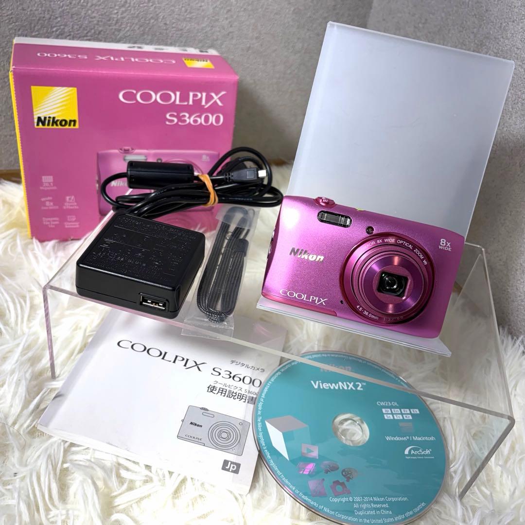 【極美品】Nikon ニコン COOLPIX S3600 ピンク 付属品多数