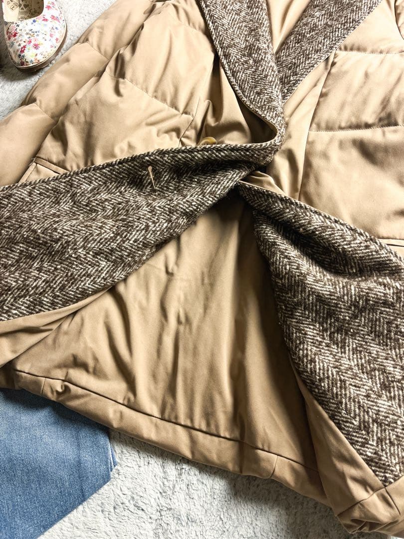 【YOSOOU】ヘリンボーン切替 ダブルブレストダウンジャケット