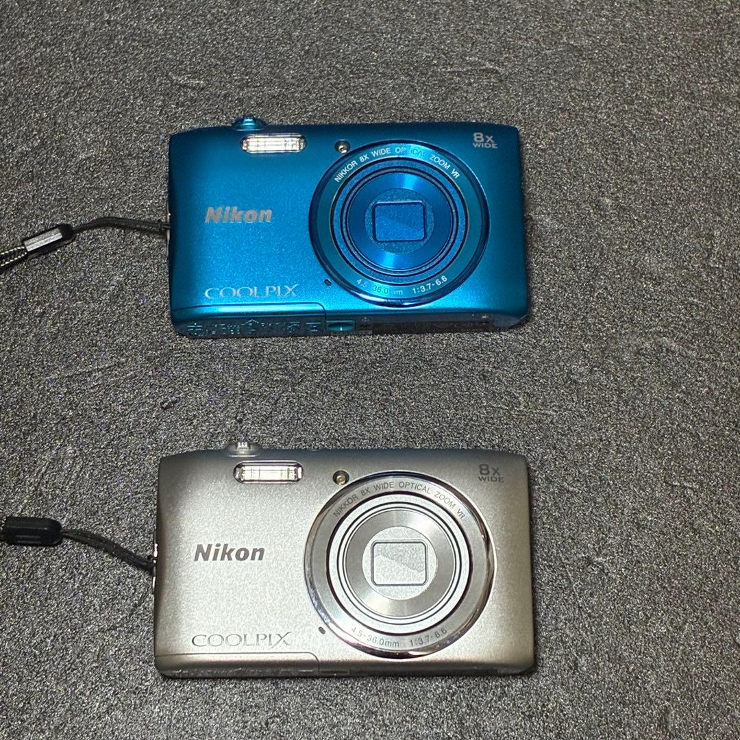 動作品 Nikon COOLPIX S3600 シルバー ブルー デジカメ