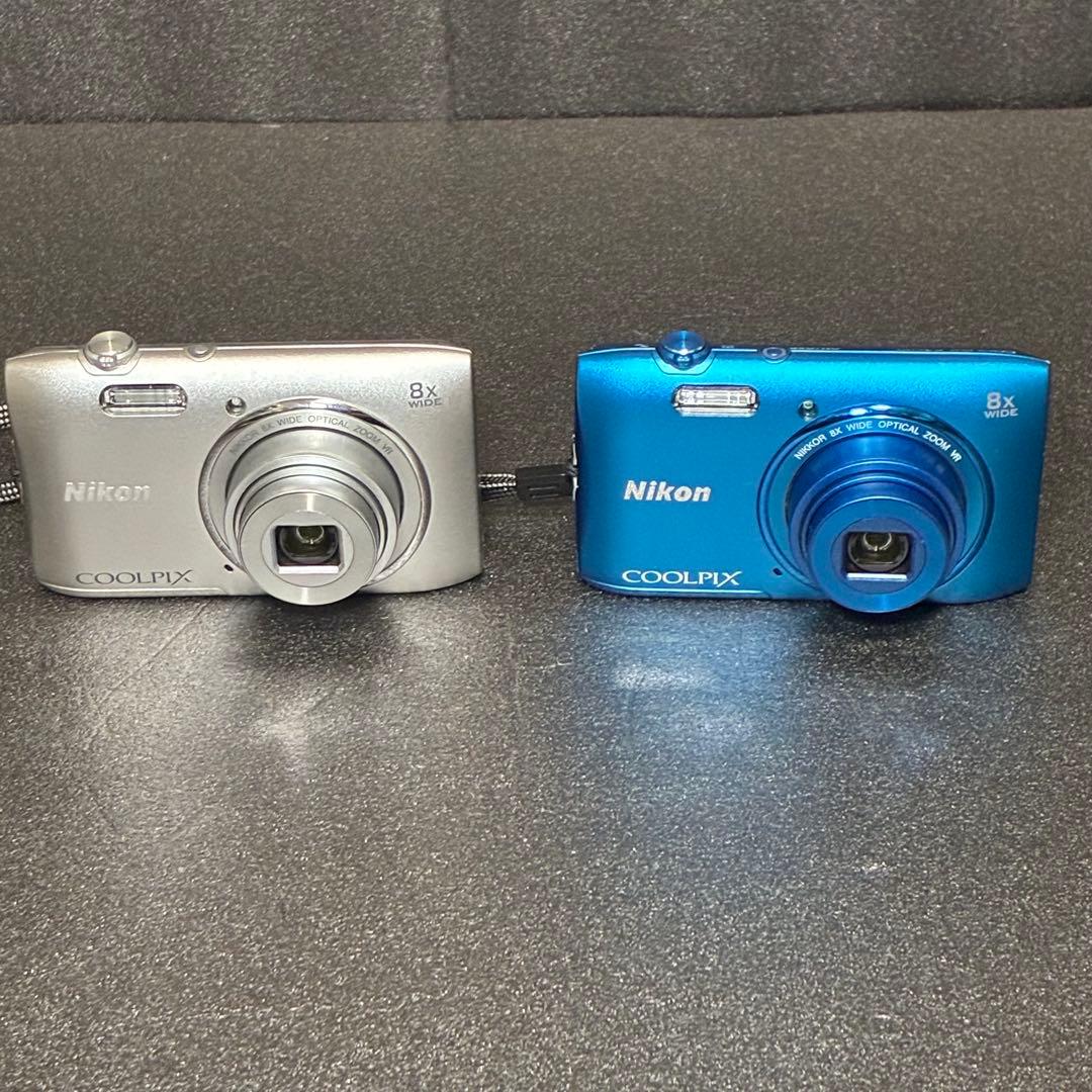 動作品 Nikon COOLPIX S3600 シルバー ブルー デジカメ