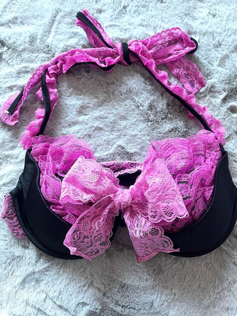 ❤︎MARS リボン　見せブラ　チューブトップ　黒×ピンク❤︎マーズ