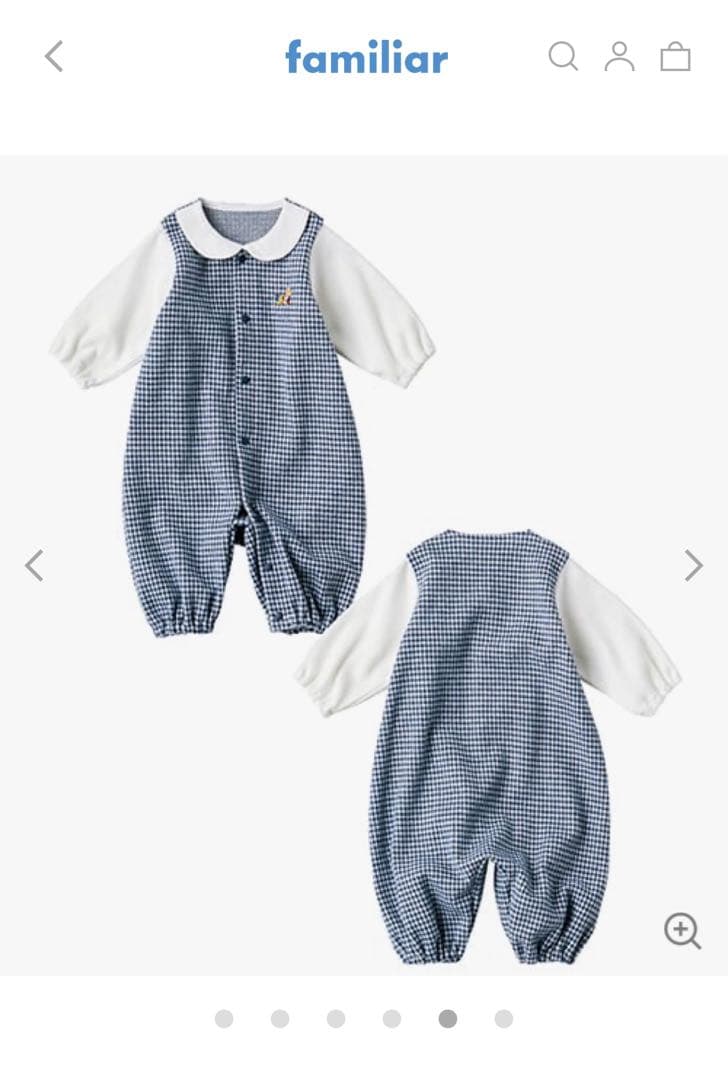 新品・未使用　タグ付き　familiar チェック柄ロンパース 青