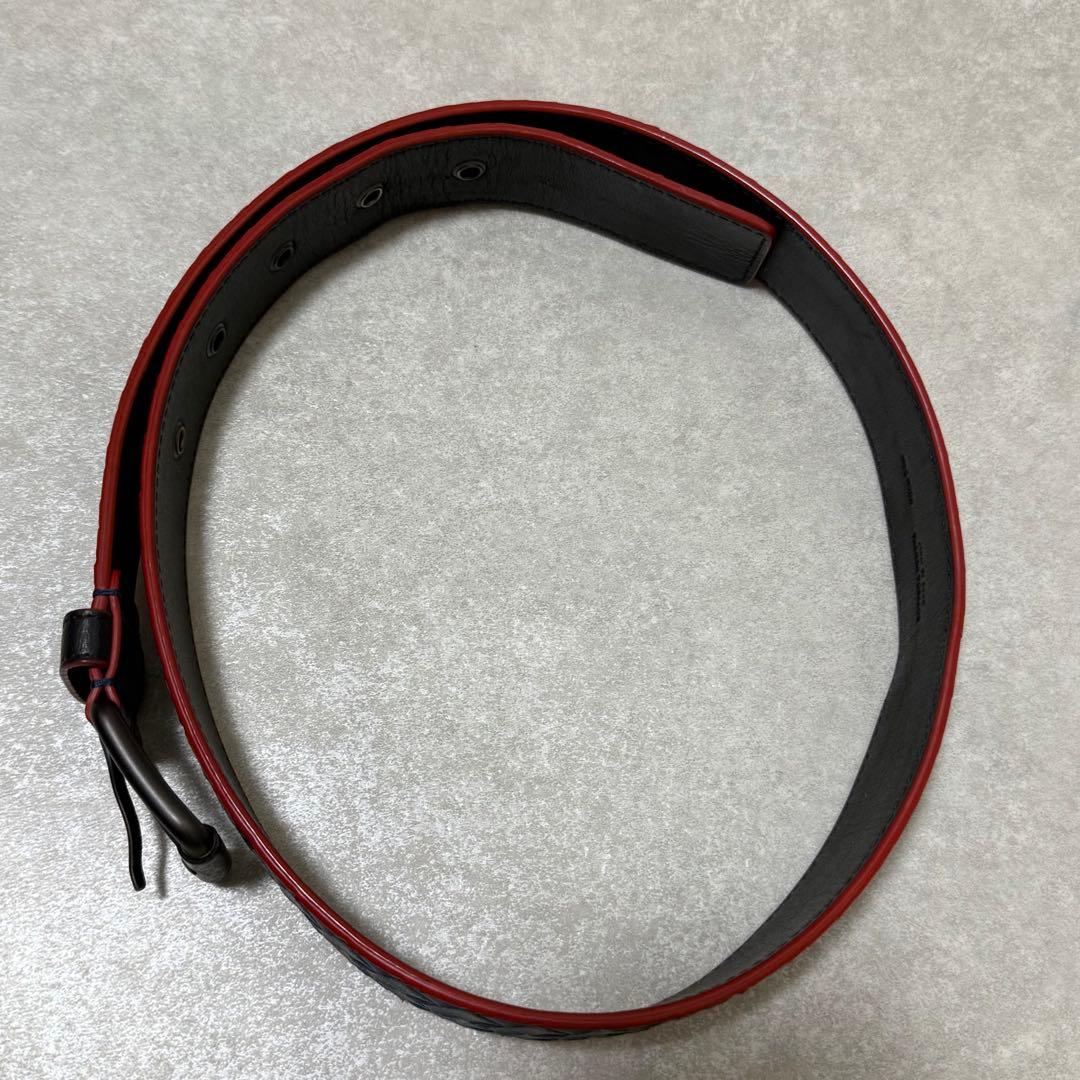 【ボッテガヴェネタ】ベルト　イントレチャート　シルバー金具　ネイビー