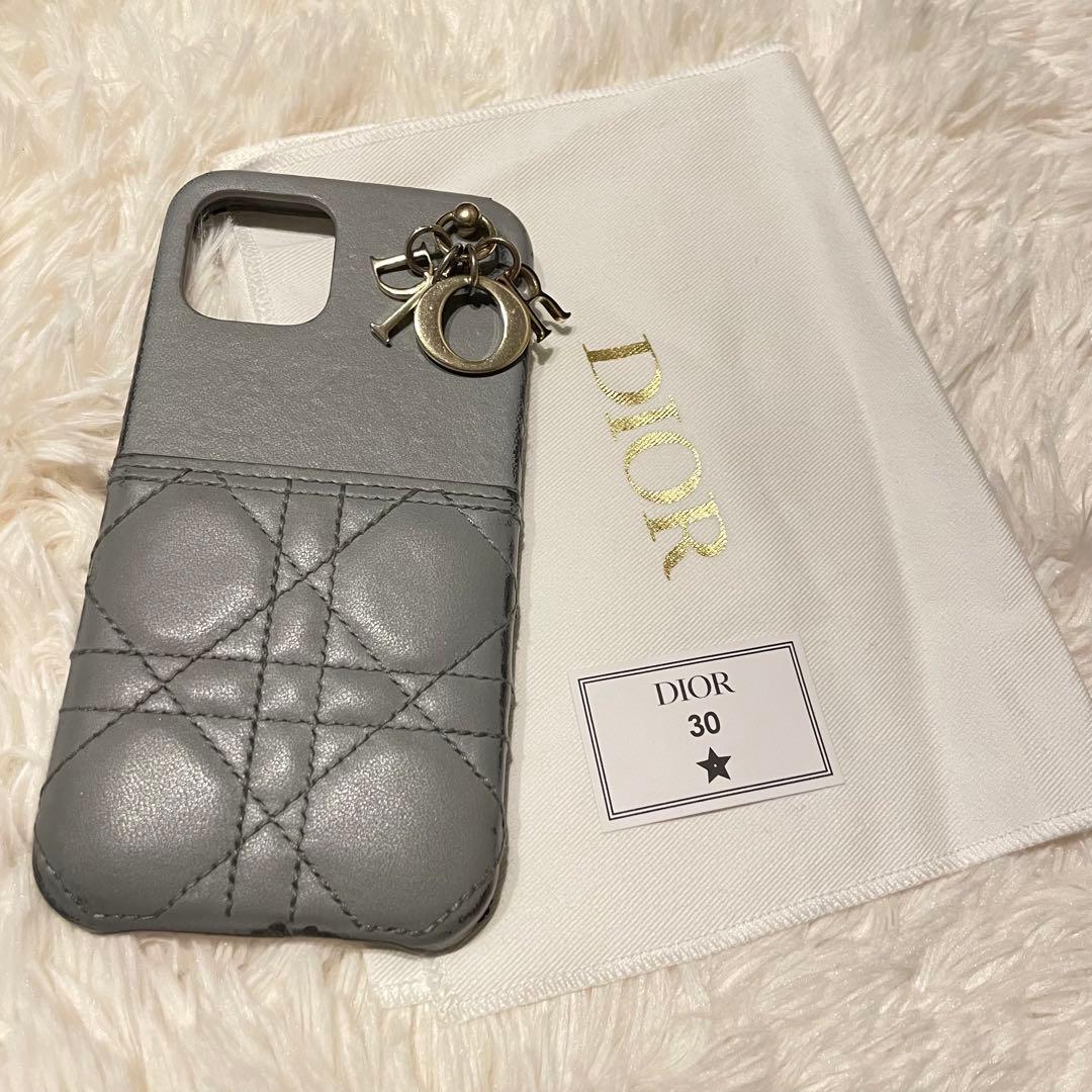Christian Dior iPhone12 proケース ラムスキン グレー