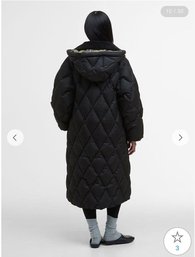 Barbour Yasminキルティング ダウン ジャケット ロング　タグ有り