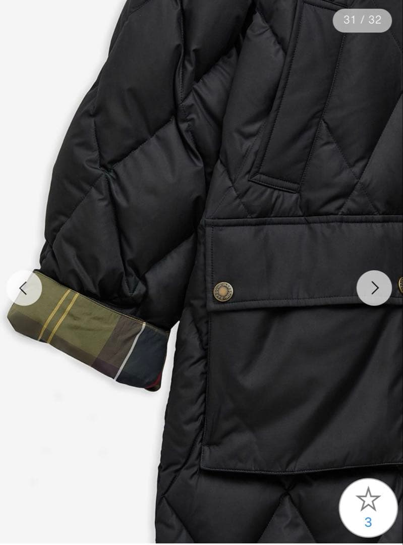 Barbour Yasminキルティング ダウン ジャケット ロング　タグ有り