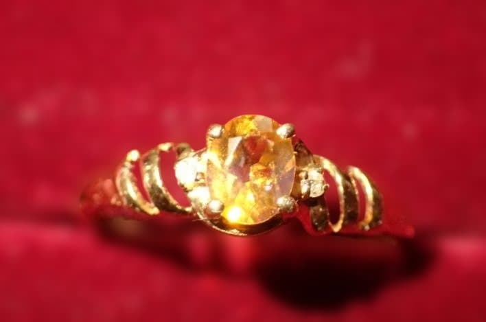 美品 K18 シトリントパーズ ダイヤ リング 13号程