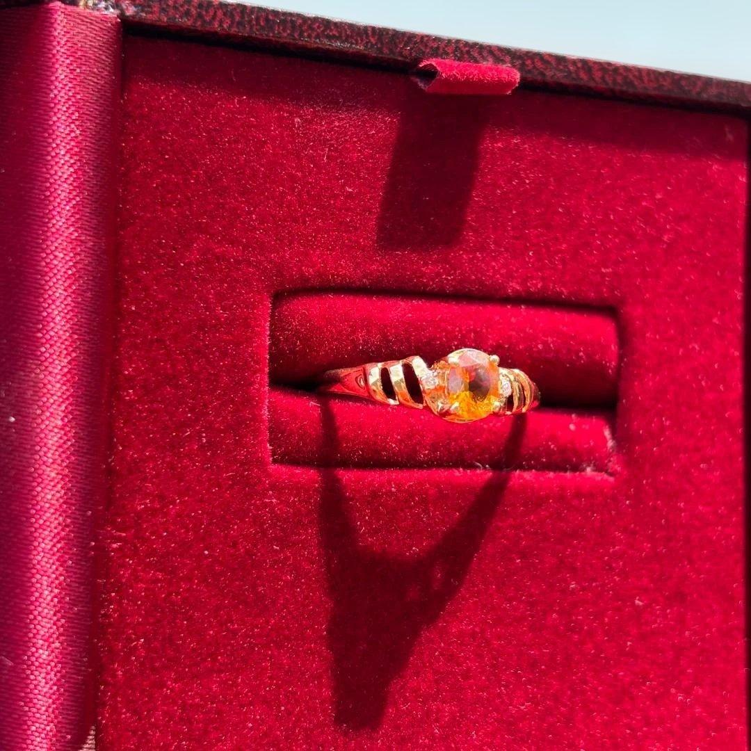 美品 K18 シトリントパーズ ダイヤ リング 13号程