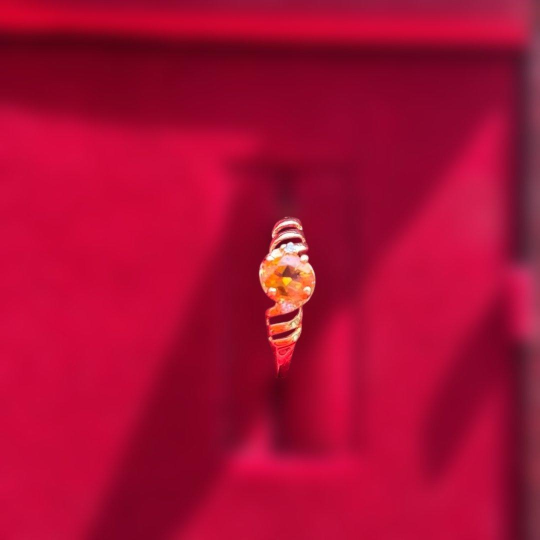 美品 K18 シトリントパーズ ダイヤ リング 13号程