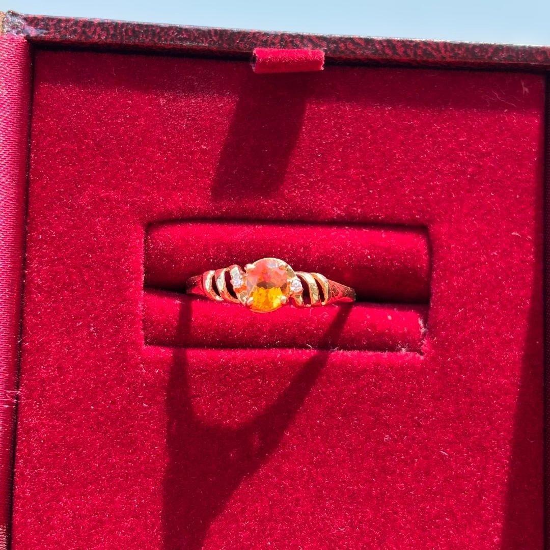 美品 K18 シトリントパーズ ダイヤ リング 13号程