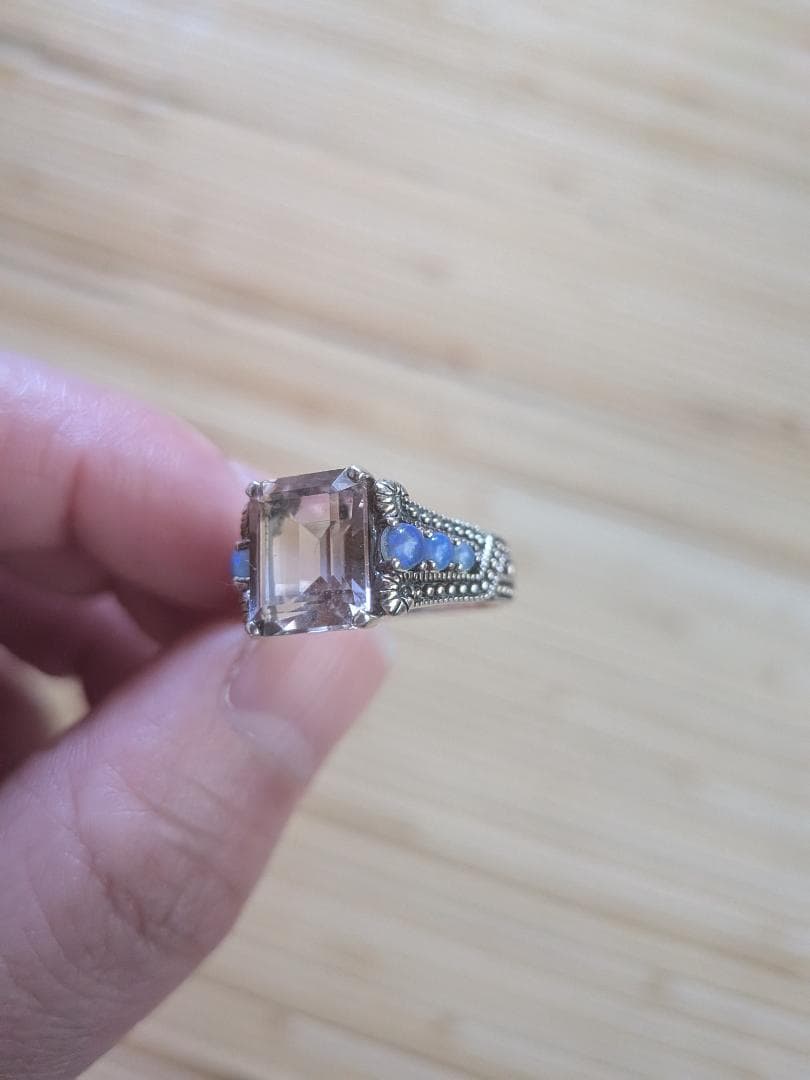 ロクザン碌山　シルバー925リング　アメトリン　オパール