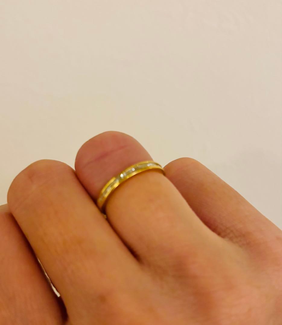 K18 バゲットダイヤ　ハーフエタニティリング