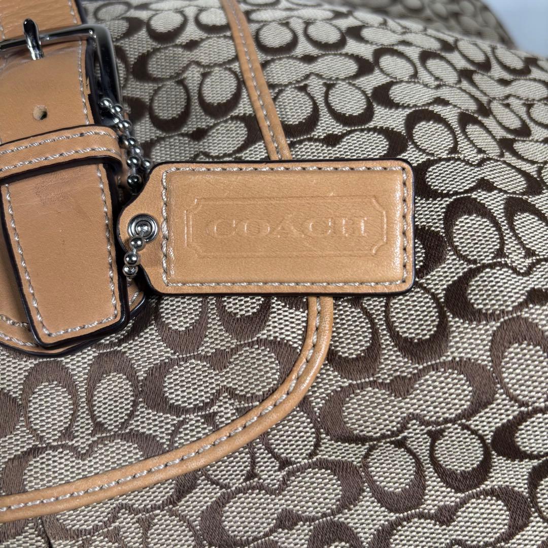 コーチ COACH ボストンバッグ ミニシグネチャー 総柄 キャンバス ブラウン