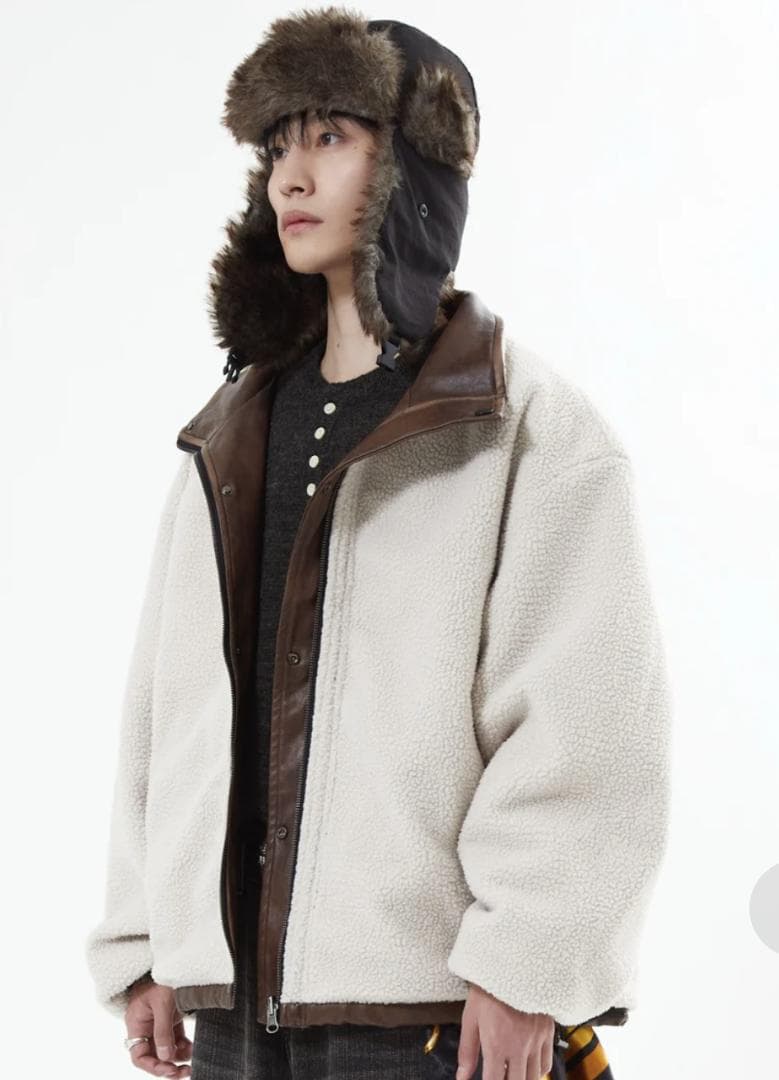 【SALE】L2084リバーシブルPUレザージャケットM（brown）地底人