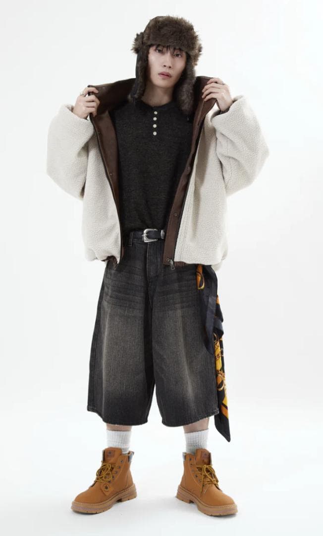 【SALE】L2084リバーシブルPUレザージャケットM（brown）地底人