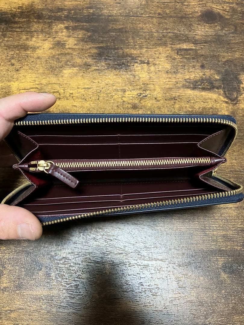 SMYTHSON 長財布 レザージップパース L ネイビー