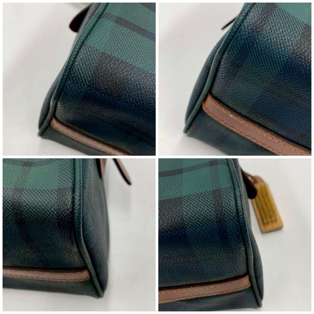 90s POLO RALPH LAUREN チェック柄 レザー ボストンバッグ