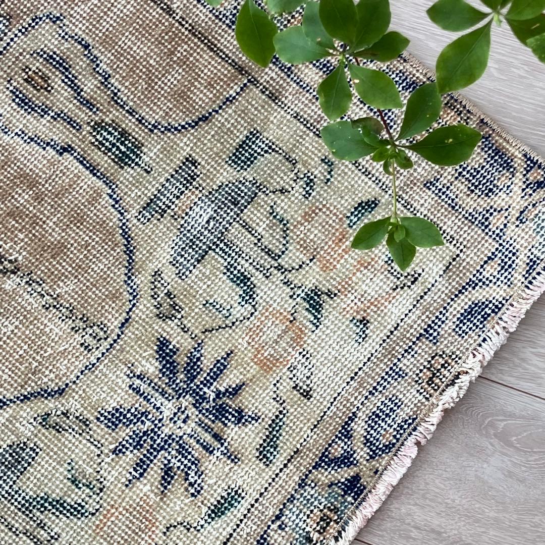 アート✳︎塔✳︎シャンデリア　キャラメルベージュ　ブルー　トルコヴィンテージラグ