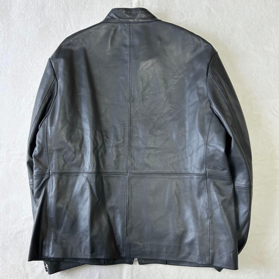 新品 未使用 25AWコムサメン ラムレザー シングルライダースジャケットL 灰