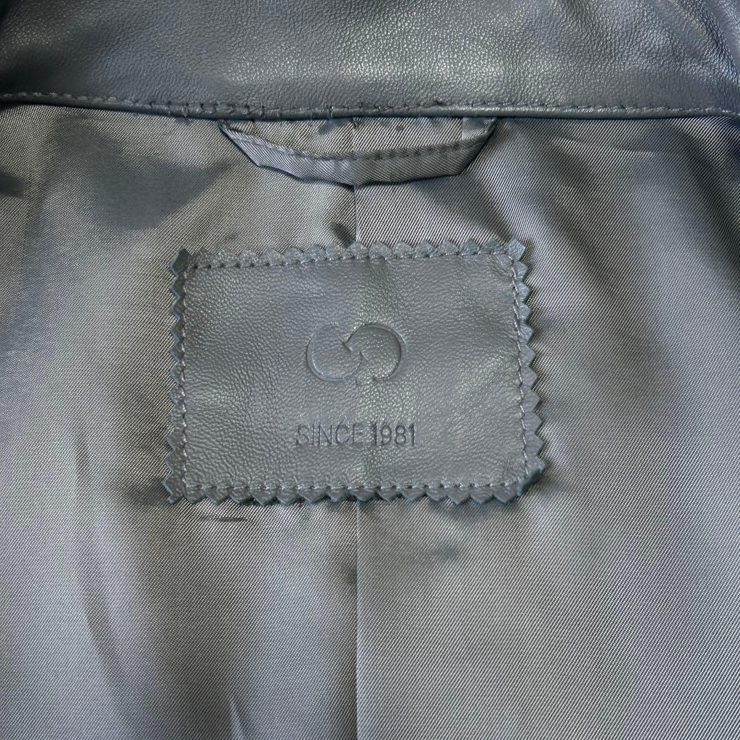 新品 未使用 25AWコムサメン ラムレザー シングルライダースジャケットL 灰