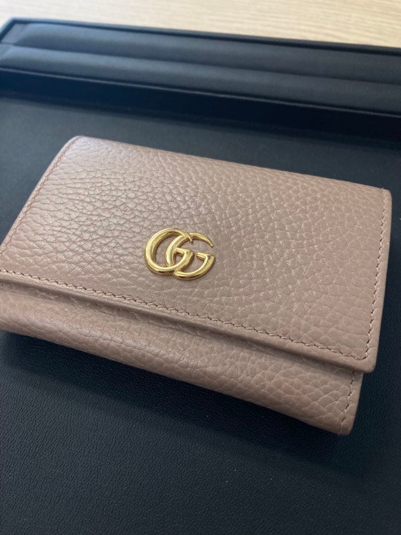 GUCCI GGロゴ マーモント レザー 名刺入れ/カードケース ベージュ◇