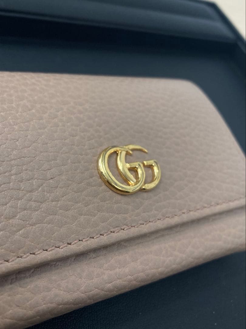 GUCCI GGロゴ マーモント レザー 名刺入れ/カードケース ベージュ◇