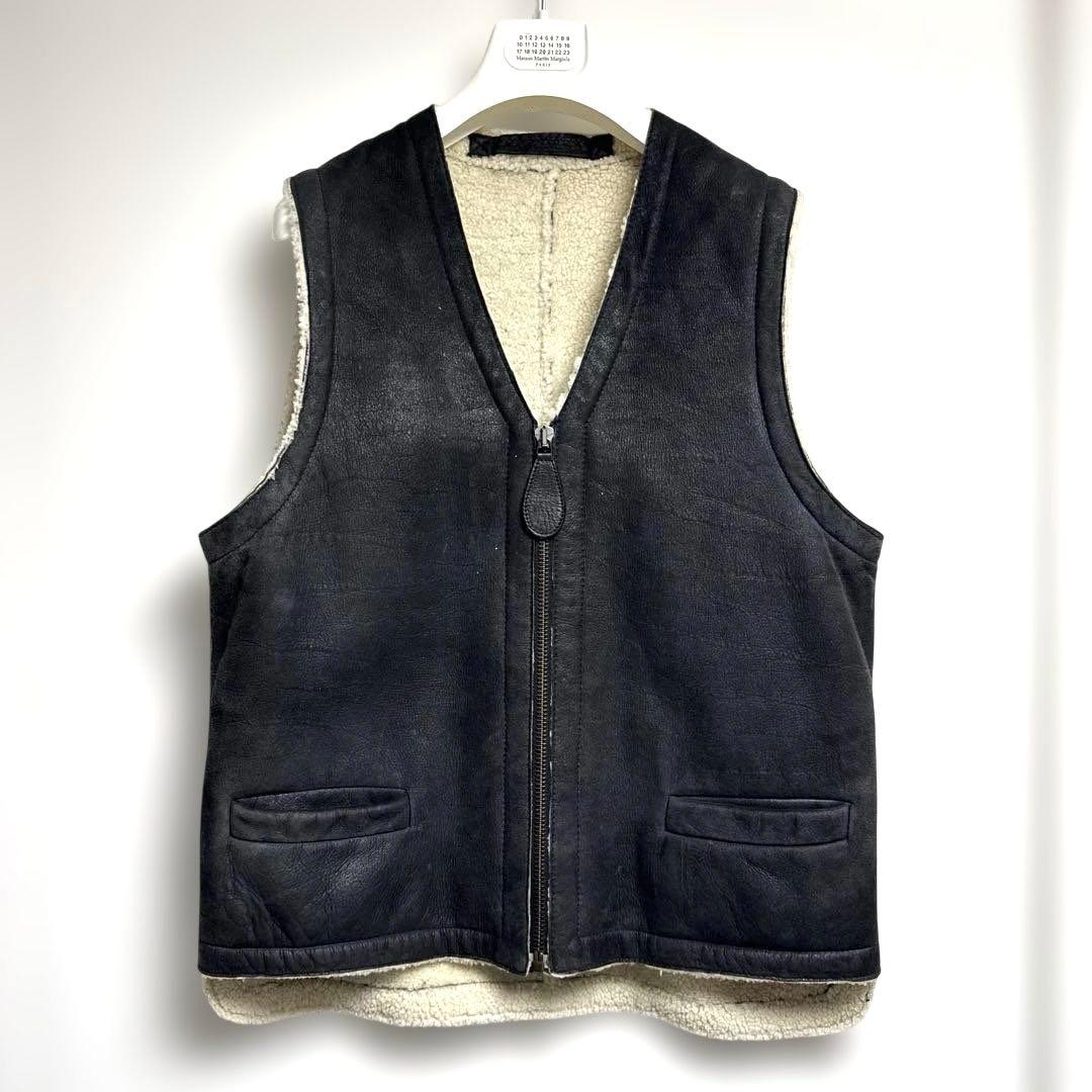 希少 本人期 Maison Margiela 初期 ムートンベスト黒 ブラック