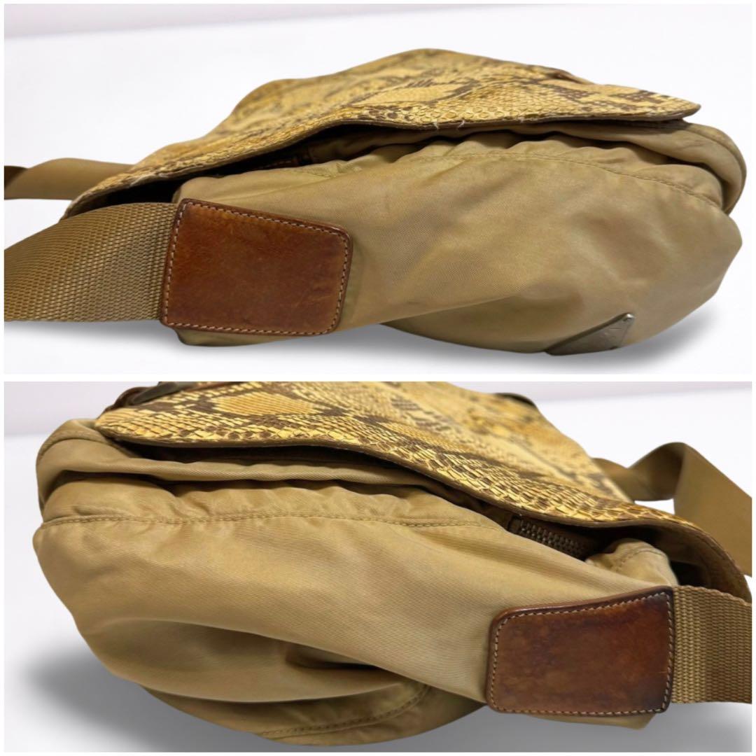 【正規品】プラダ PRADA ギャラカード メッセンジャー ナイロン×パイソン