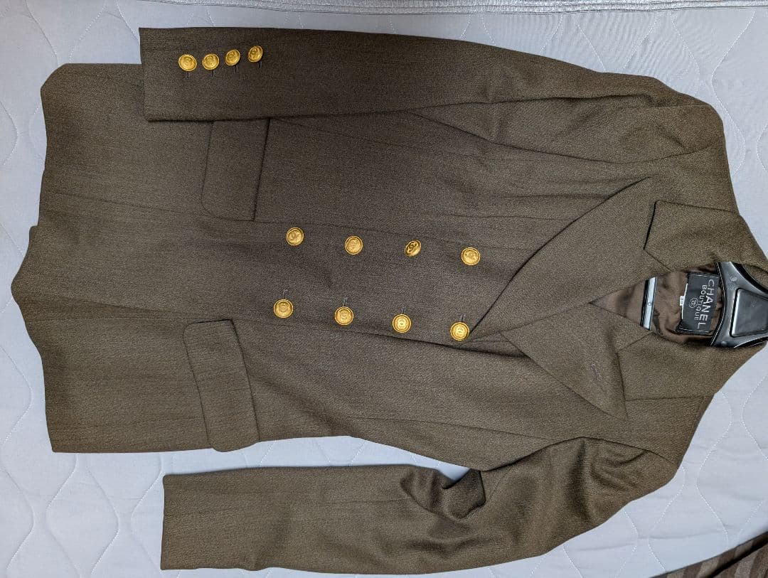 CHANEL ダブルブレストジャケット 38 ブラウン