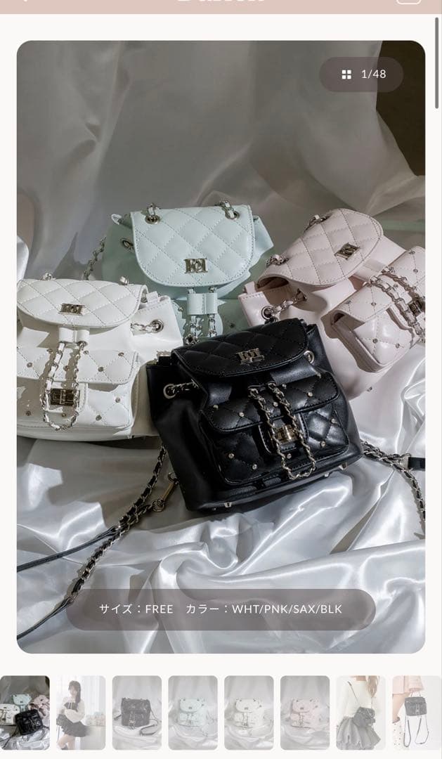 ダーリッチ　キルティングビジューミニリュック　BLK