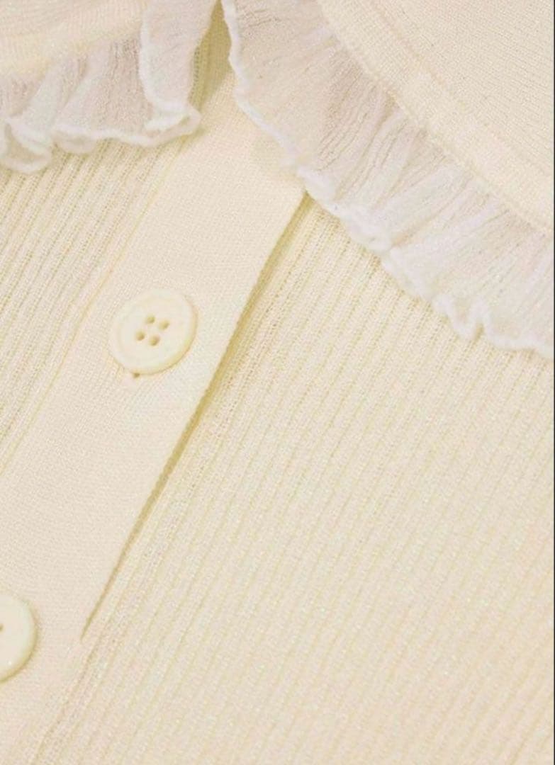 24時間セール　MACHATT フリルカラーリブニット　アイボリー