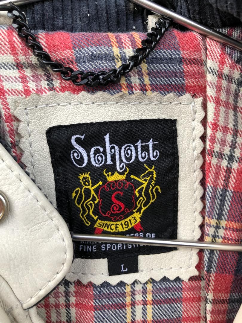 [訳あり] 新品 Schott ダブルライダースレザージャケット アイボリー/L